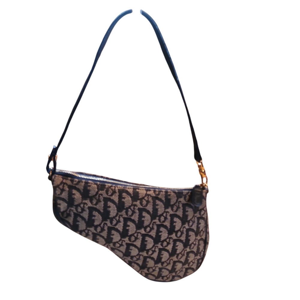 Dior Black and Gray Monogram Shoulder Bag